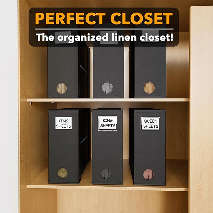 6 Pack Bed Sheet Organizers and Storage, Black, 6 Pack