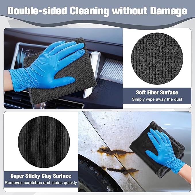 Clay Towel 12 x 12 Inch, Gray Clay Bar Towel for Auto Detailing Microfiber Car Cloth Cleaner Automotive for Car Detailing