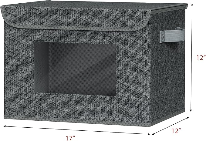 Fabric Foldable Storage Boxes with Lids [4-Pack] Large Stackable Storage Bins
