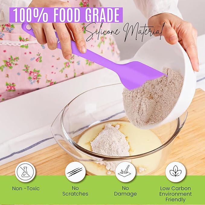 NEXTOP Silicone Spatula 8 Piece Set, Heat-Resistant Non-stick Rubber Spatulas Heat Resistant Seamless One Piece Design Non-Stick Flexible Scrapers Baking Mixing (8.3" Inches)