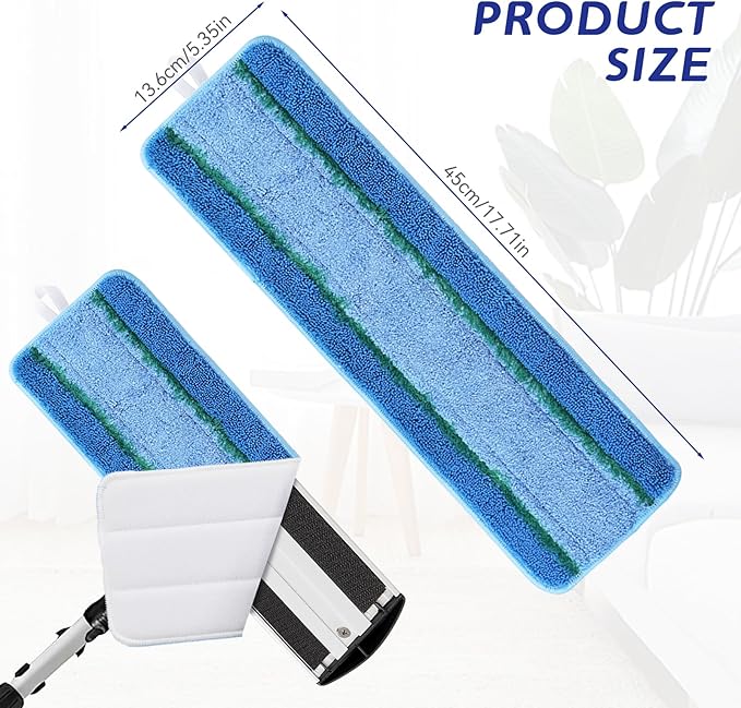Upgraded Replacement Microfiber Mop Pads for Rubbermaid Commercial 18 Inch Mop 17 Inch Mops, Reusable Wet & Dry Commercial Cleaning Flat Mops System 18" 17" Refill Head for Multi-Surface Floor-8 Pack