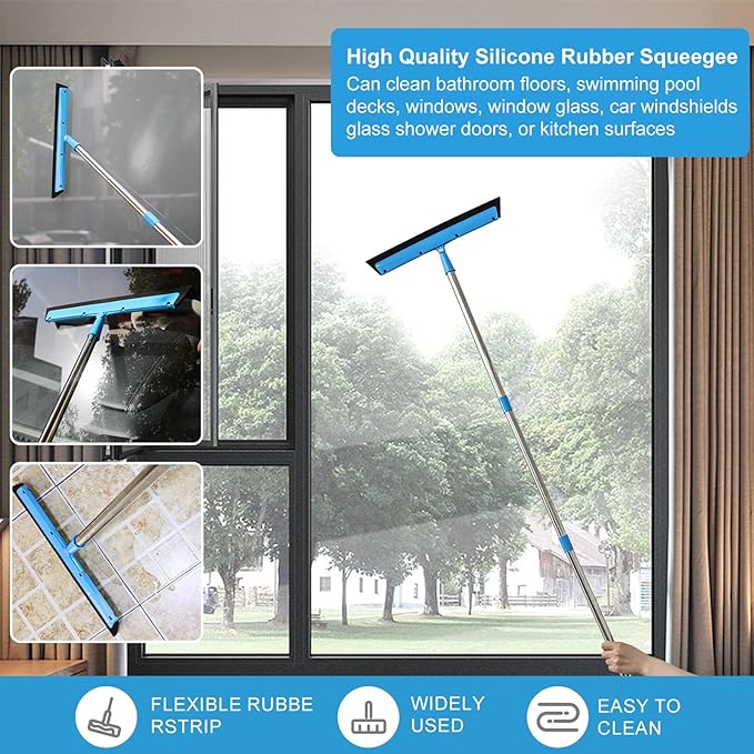 High Reach Duster Kit with14 ft Extension Pole High Ceiling Dusting and Window Cleaning Kit with Spliceable Pole - Cobweb Duster, Fan Blade