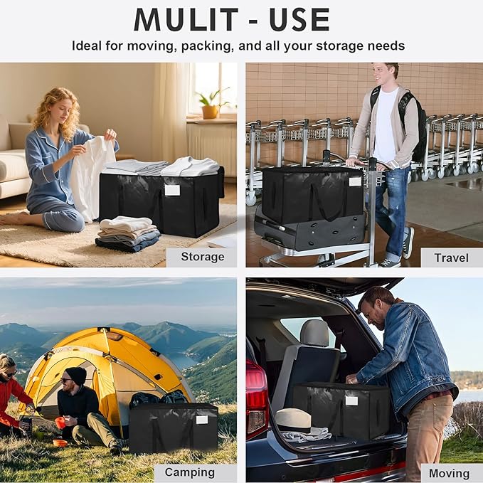 12 Pack-Extra Large Heavy Duty Moving Bags, Black