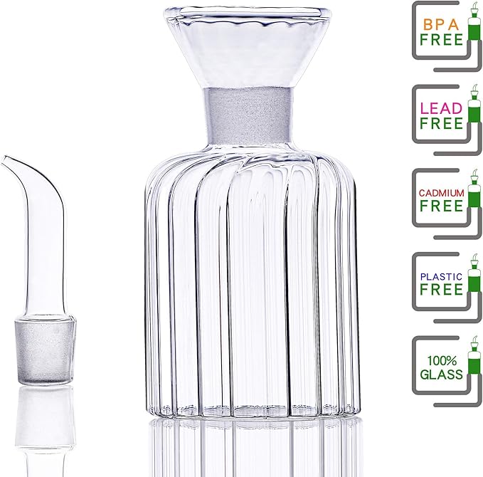 HAIZEEN 5 oz Glass Oil Dispenser Bottle,No Funnel Needed Cruet Decanter