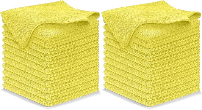 USANOOKS Microfiber Cleaning Cloth Yellow - 24 Pcs 12.5"x12.5" - High Performance - 1200 Washes
