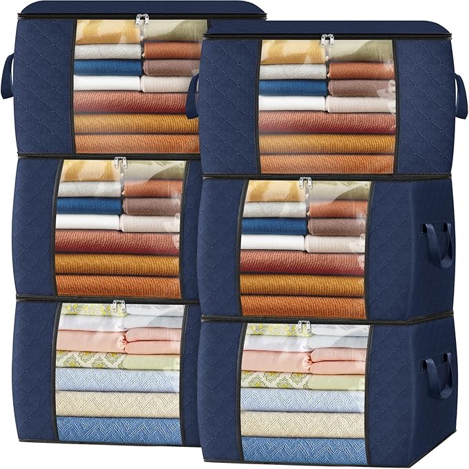Fab totes 24 Gallons Clothes Storage, 6 Pack,Blue
