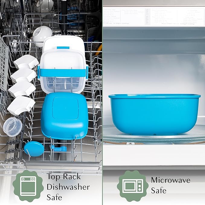 Goodful Stackable Lunch Box Container, Bento Style Food Storage with Removeable Compartments for Sandwich, Snacks, Toppings & Dressing