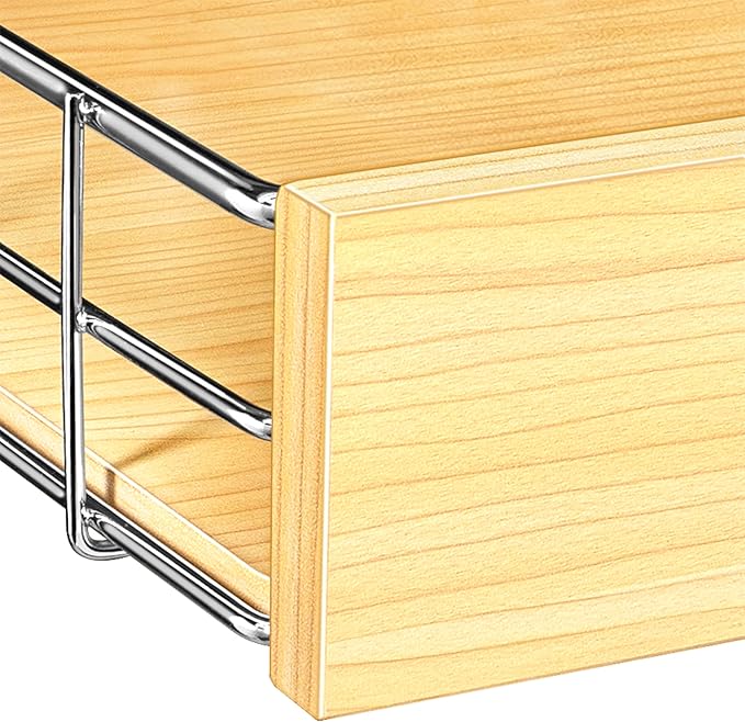 LYNK PROFESSIONAL® SELECT™ Slide Out Cabinet Organizer Pull Out Drawer, 14" x 21" Pull Out Cabinet Organizer – Pull Out Shelves for Kitchen Cabinets – Roll Out - Lifetime Ltd. Warranty, Wood Chrome
