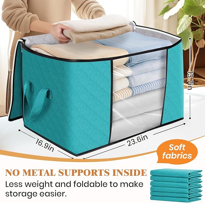 Fab totes 24 Gallons Clothes Storage, 6 Pack,Green