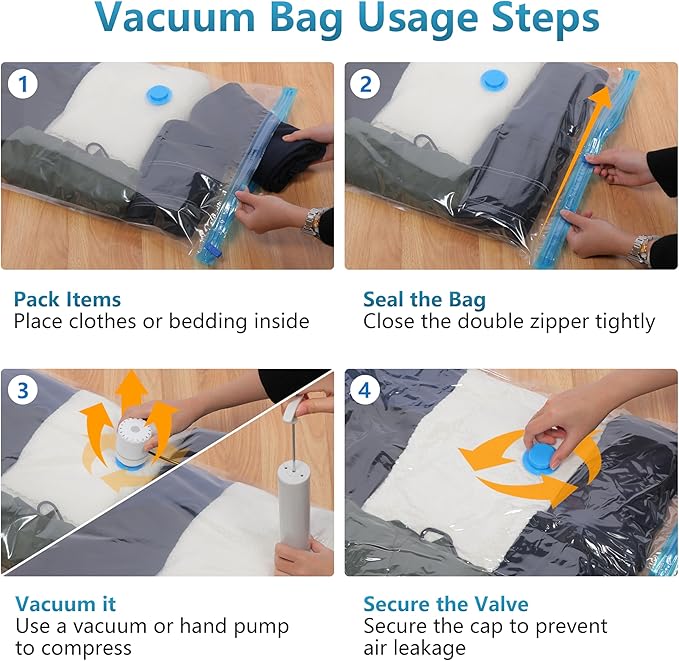 6 Pack Vacuum Storage Bags，Space Saver Bags(6 Pack XXL Jumbo) Compression