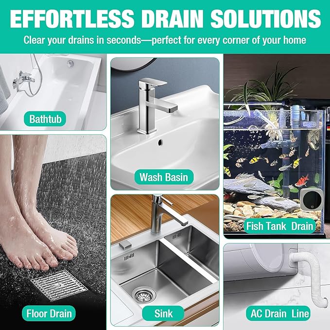 Rotating Handle Drain Snake - 40 Inch Steel Wire Hair Drain Clog Remover, Heavy Duty Flexible Plumbing Snake for Shower, Sink, Toilet