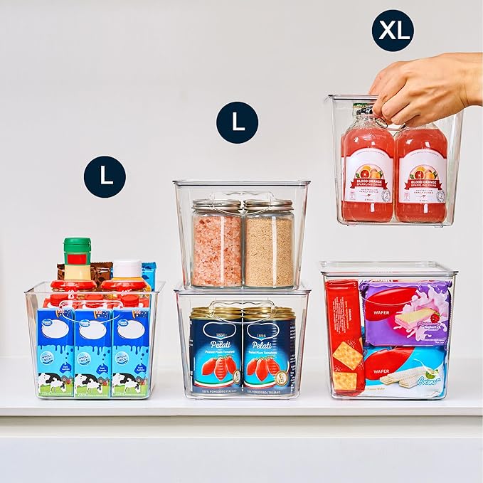 theaoo Clear Storage Bins with Lids Stackable - Large Plastic Containers for Pantry Organization and Storage - Perfect for kitchen,Fridge,Laundry Room