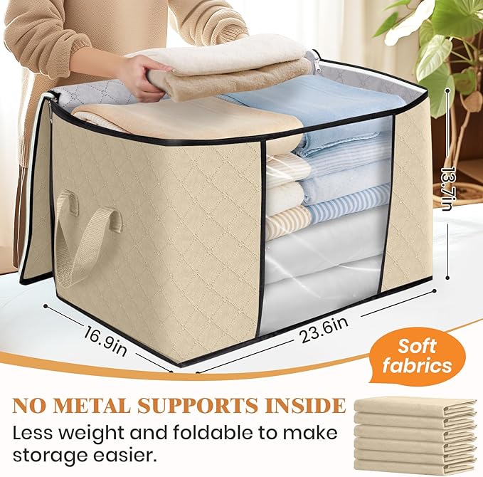 Fab totes 24 Gallons Clothes Storage, 10 Pack,Beige