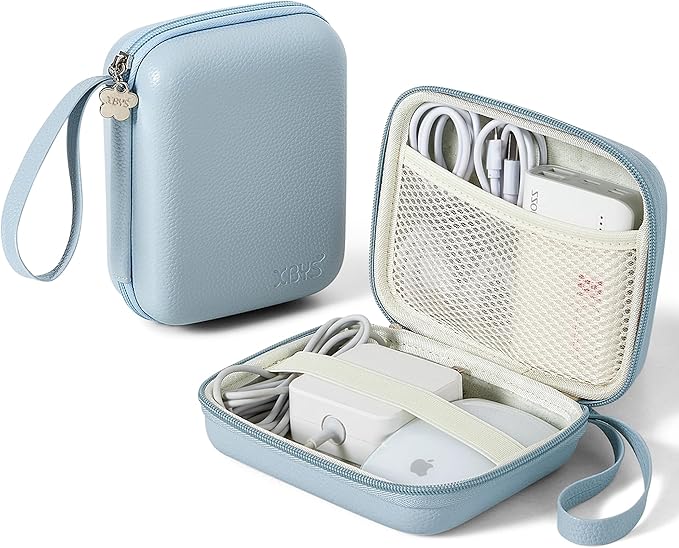 Charger Case for Macbook, Portable Tech Electronic Organizer Bag,Travel Storage Pouch for Laptop Accessories, MacBook Power Adapter, Charging Cords, USB Drives, Power Bank (Blue, L)