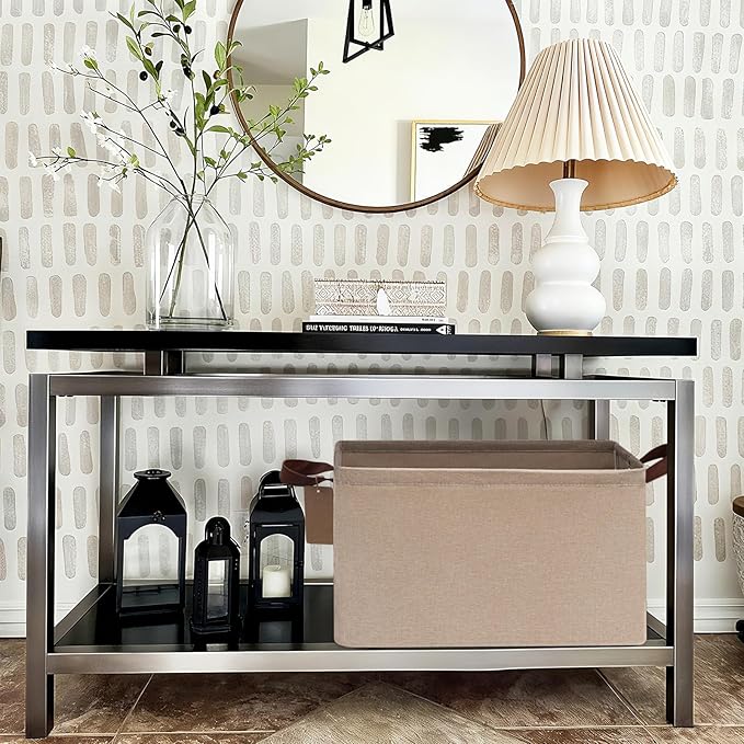 Storage Baskets for Shelves, Extra Large Closet Organizer Bins with Metal Frame