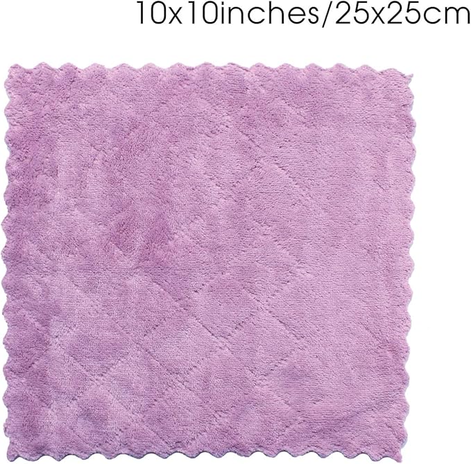 kimteny 12 Pack Dish Towels, 10x10 in Premium Dish Cloths, Super Absorbent Kitchen Towels Coral Velvet Dishcloths Nonstick Oil Fast Drying Washcloths (Purple-Grey)