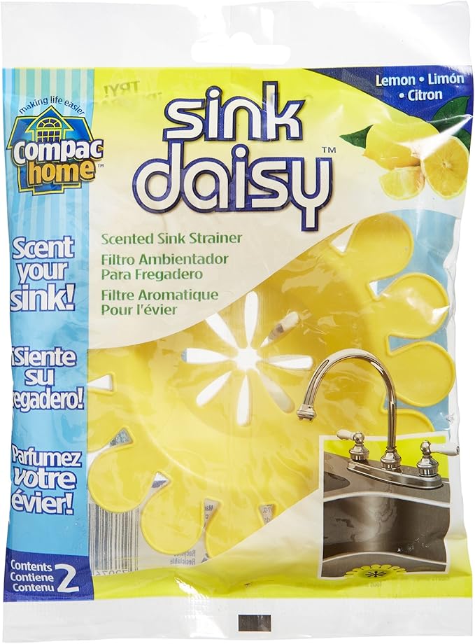 COMPAC HOME Sink Daisy Scented Kitchen Sink Strainer infuses & Freshens, Must Have Kitchen Sink Accessories, Sink Drain Strainer - Catcher, 2 Count