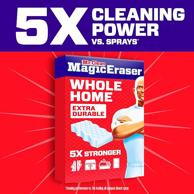Mr. Clean Magic Eraser Sponge, All Purpose Cleaner, Cleaning Scrubber, Wall, Sneaker, Kitchen, Bathroom, Shower Cleaner, Cleaning Supplies