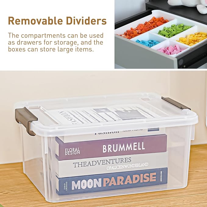 Citylife 17 QT Plastic Storage Box with Removable Tray Craft Organizers and Storage Clear Storage Container for Organizing Bead, Tool, Sewing, Playdoh, 2 Packs