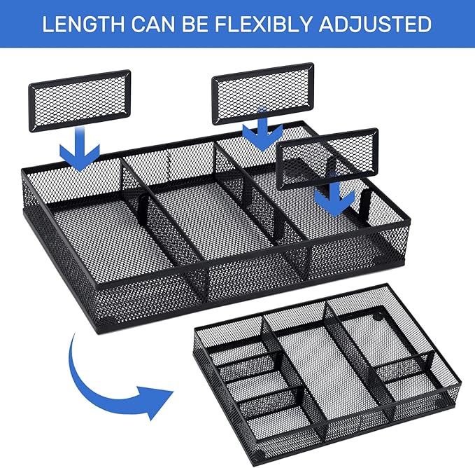 Desk Drawer Organizer with 6 Adjustable Dividers