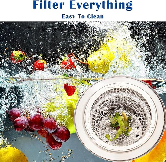 12 pcs Heavy Duty Stainless Steel Slop Basket Filter Trap, 2.75" Top / 1" Mesh Metal Sink Strainer