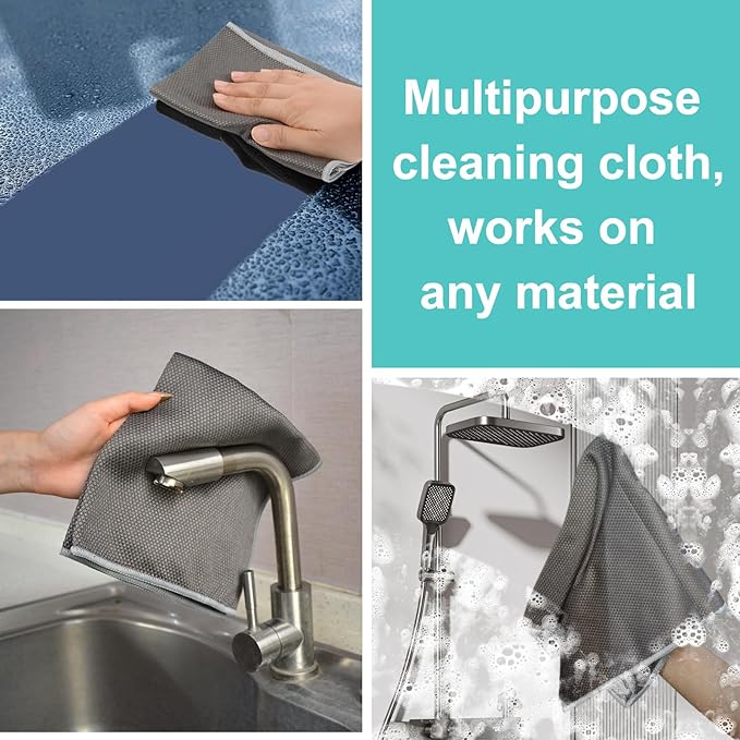 KinHwa Microfiber Glass Cleaning ClothsWindow Cleaning Cloth Lint free Scratch Free Polishing Cloths for Dishes Eyeglasses Car Stainless Steel Appliances Mirrors Screens 16In x 16In Gray 8Pack
