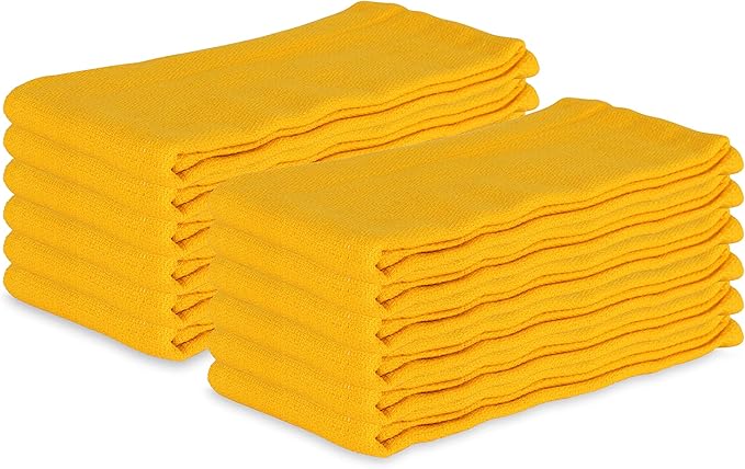 Arkwright Microfiber Huck Towels, Pack of 12, Lint Free Surgical Cleaning Cloths for Glass, Windows, Auto Detailing and Professional Use, 16 x 26 in, Yellow