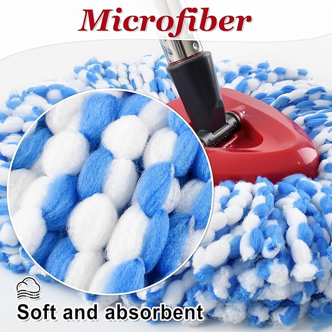Spin Mop Handle,Mop Heads Replacements,Scrubber Mop Head and Mop Base Combo Set Compatible with Ocedar RinseClean 2-Tank Spin Mop,Mop Replace Head and Scrub Brush Set for Multi-Surface Hard Floor
