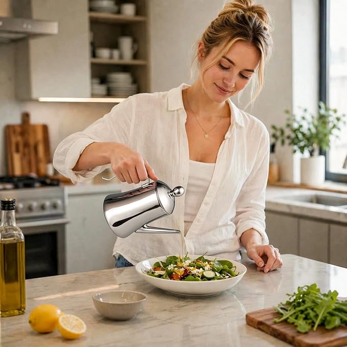 IMEEA 34oz Large Olive Oil Dispenser SUS304 Stainless Steel Oil Bottle for Cooking Kitchen Oil Storage Container with Drip-Free Spout