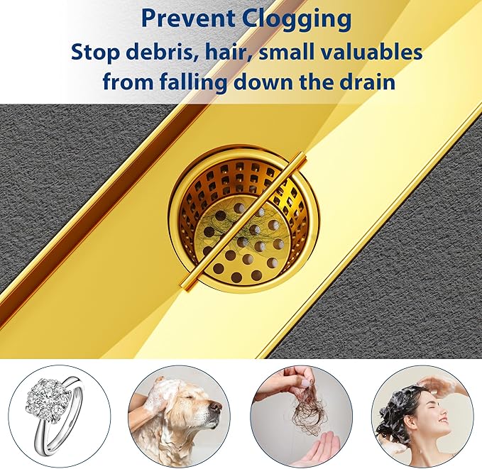 Neodrain Golden Strainer-Hook, Stainless Steel Hair and Debris Strainer, Only Fit Neodrain Shower Drain,Hair Trap