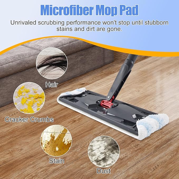 5 Pack H2prO Mop Pads Replacements Compatible with OCedar H2prO Flat Mop System,Microfiber Mop Pads Head Replacements for O Cedar H2prO,Machine Washable and Reusable for H2prO Mop Refills
