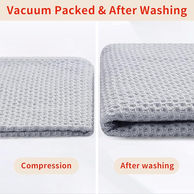 Homaxy 100% Cotton Waffle Weave Kitchen Dish Cloths, Ultra Soft Absorbent Quick Drying Dish Towels, 12 x 12 Inches, 6-Pack, Light Gray