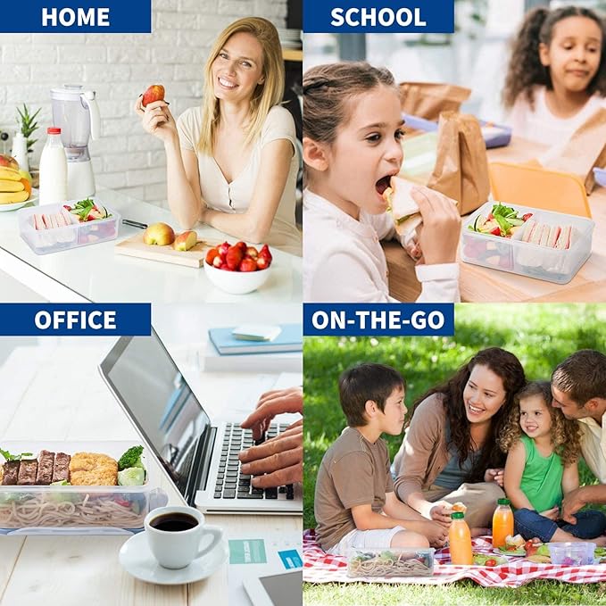 KIGI Food Storage Containers, 4 Sided Locking Lids, Airtight, Leak-Proof & Stackable, Ideal for Meal Prep, Lunch & Leftovers