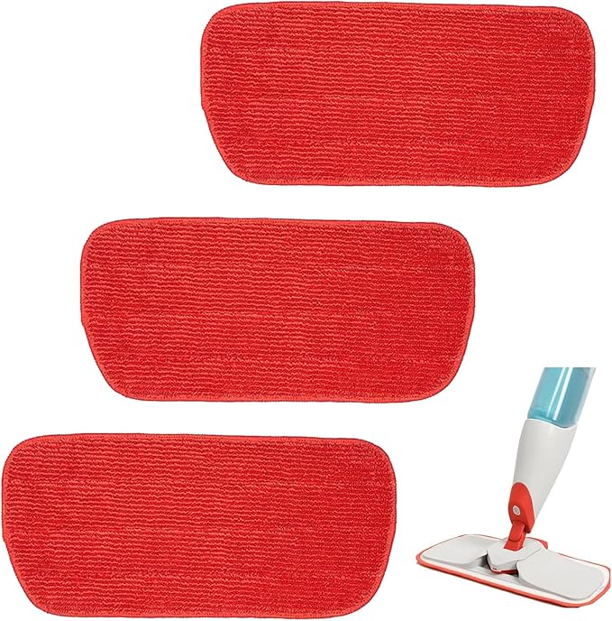 3 Pack Microfiber Mop Pads for OXO Good Grips Spray, Reusable & Washable, Mop Not Included, Red