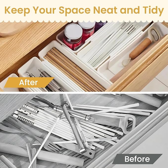 Drawer Organizers Set, 4-Pack Expandable Drawer Dividers for Bedroom, Bathroom