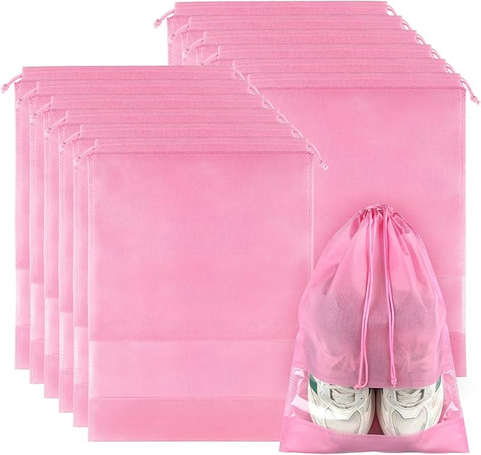 12 Pack Shoe Bags for Travel, Pink