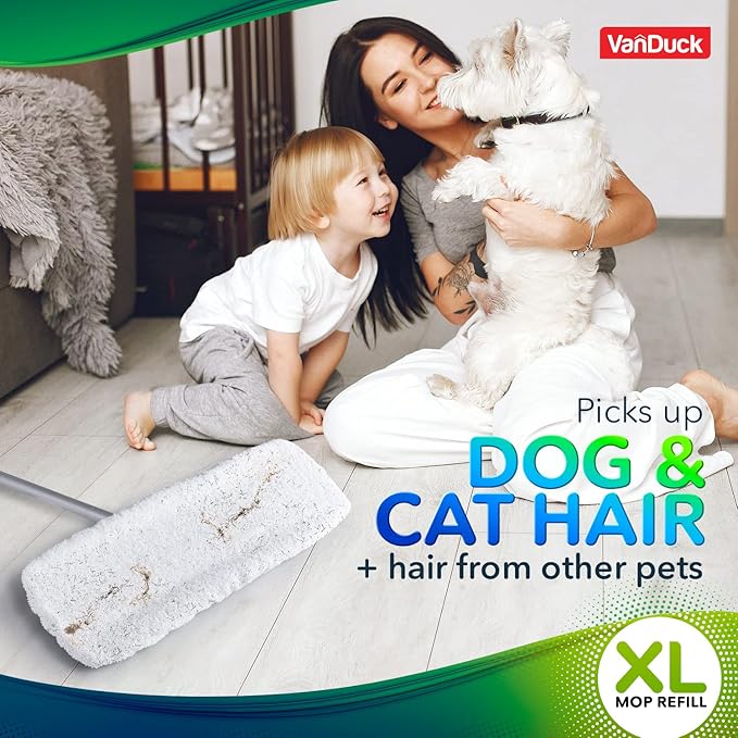 VanDuck XL Cotton Mop Pads Compatible with Swiffer XL (6 Pack) - Extra Large Wet and Dry Pads Refills - Cotton Covers Reusable Mop Heads (Handle is Not Included)