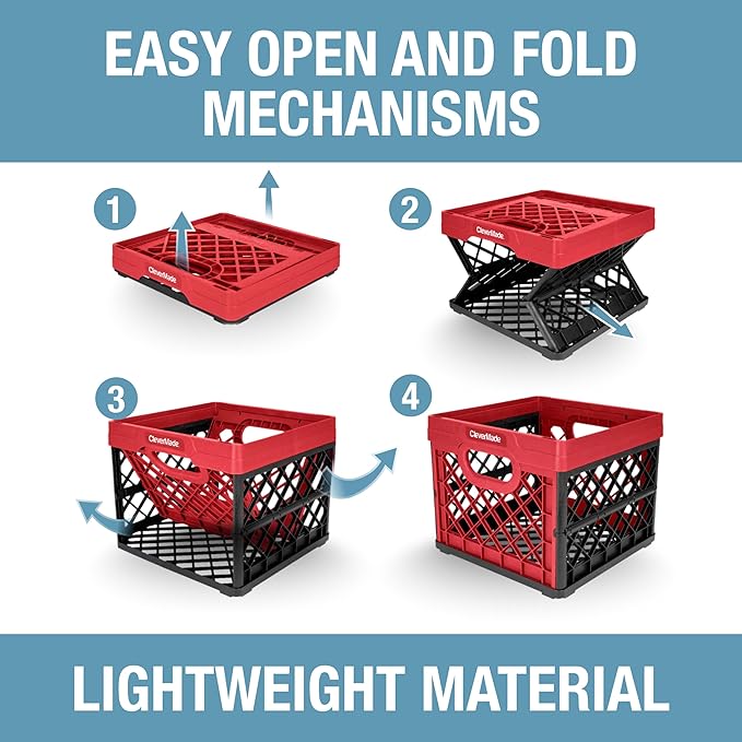 Collapsible Milk Crate 25L (6.6 Gal), Red