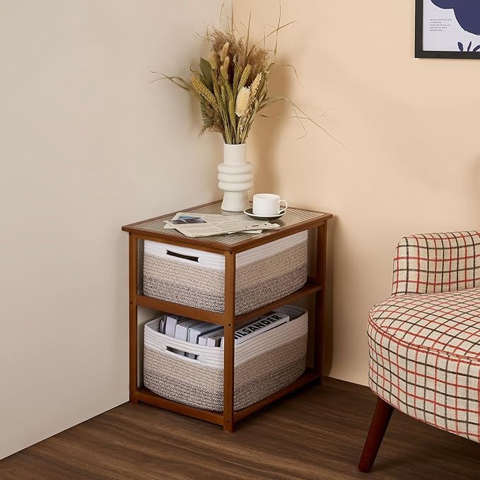 Large Storage Baskets for Organizing, 4 Packs Gradient Brown