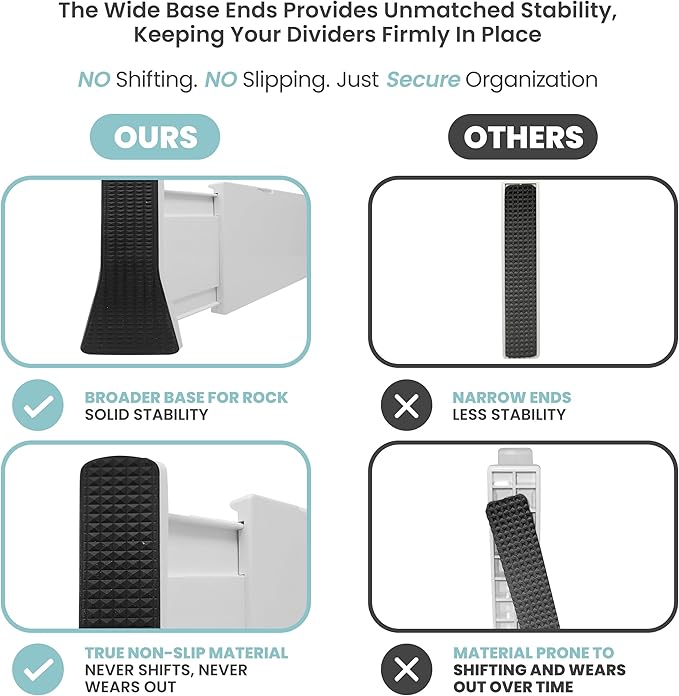 Adjustable Drawer Dividers, 8" Tall, Expandable 13.35-22", 6-Pack