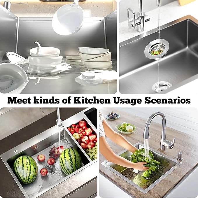 Brushed Stainless Steel Sink Strainer - 3-1/2" Drain Stopper