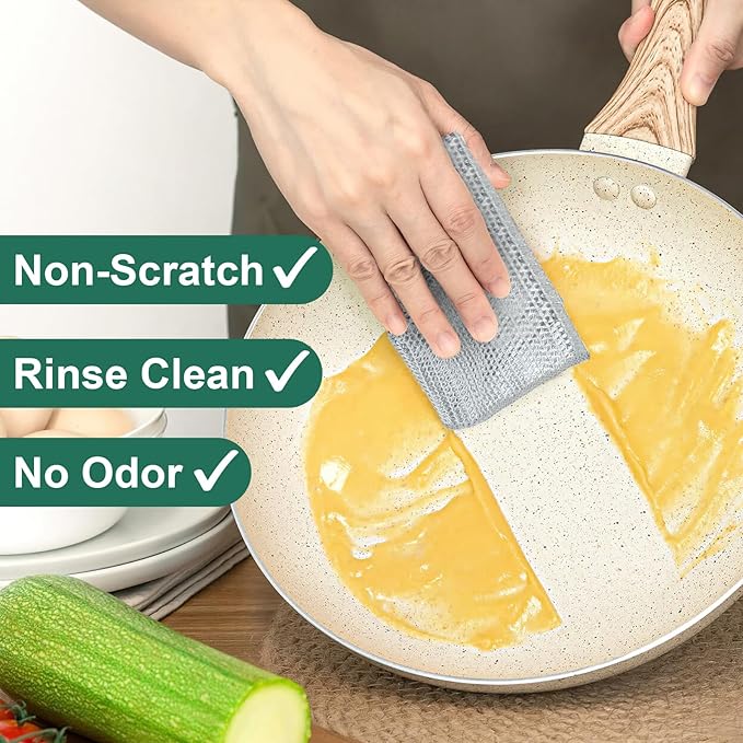 Multipurpose Non Scratch Wire Dishwashing Rags, Cleaning Cloths, 24 Pack