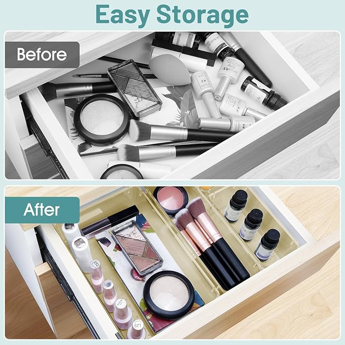 25 PCS Plastic Drawer Organizer Set, Clear Champagne