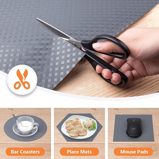 Shelf Liners for Kitchen Cabinets Refrigerator Liners Waterproof & Oil-Proof Kitchen Cupboard Liner Durable Drawer Mats EVA Material Non Adhesive Fridge Mats for Shelves - Gray 23.6 x 78.7 Inches