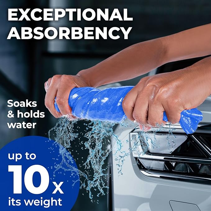 Premium XL Shammy Towel for Car - (34”x25”) - Super Absorbent Chamois Cloth - Spots and Scratch-Free - Reusable Car Drying Towels