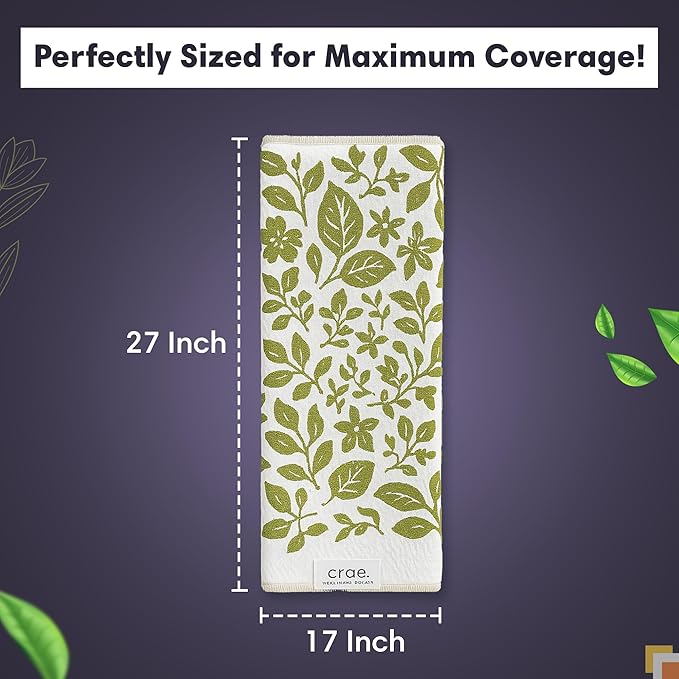 crae. Double Sided Microfiber Hand Towels, 17x27 Inches Waffle Design Kitchen Towels Set, Durable & Soft Fast Drying Hand Wash Cloth and Dishcloth for Everyday Use at Home (Pat & Tricky- Green/Cream)