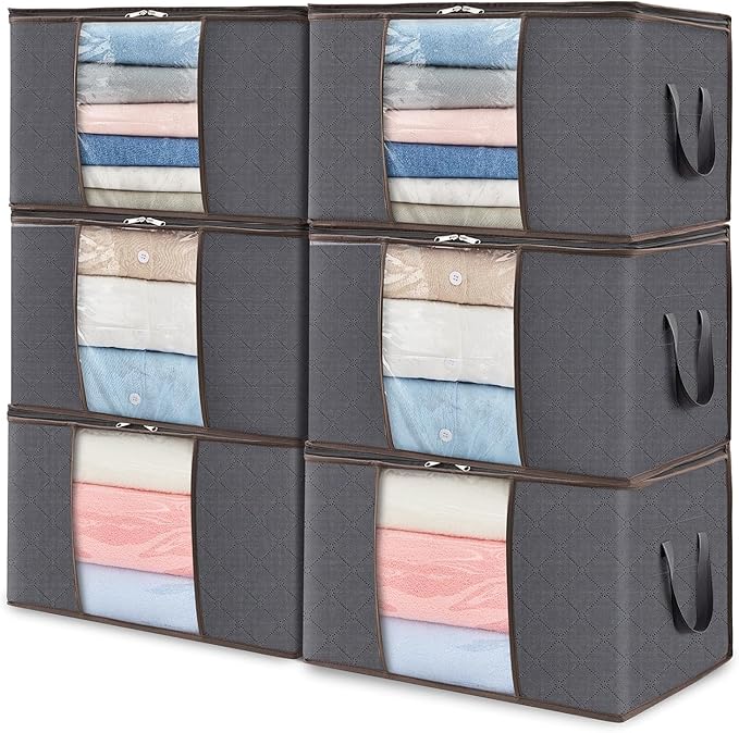 6 Pack Clothes Storage Bins with Lids