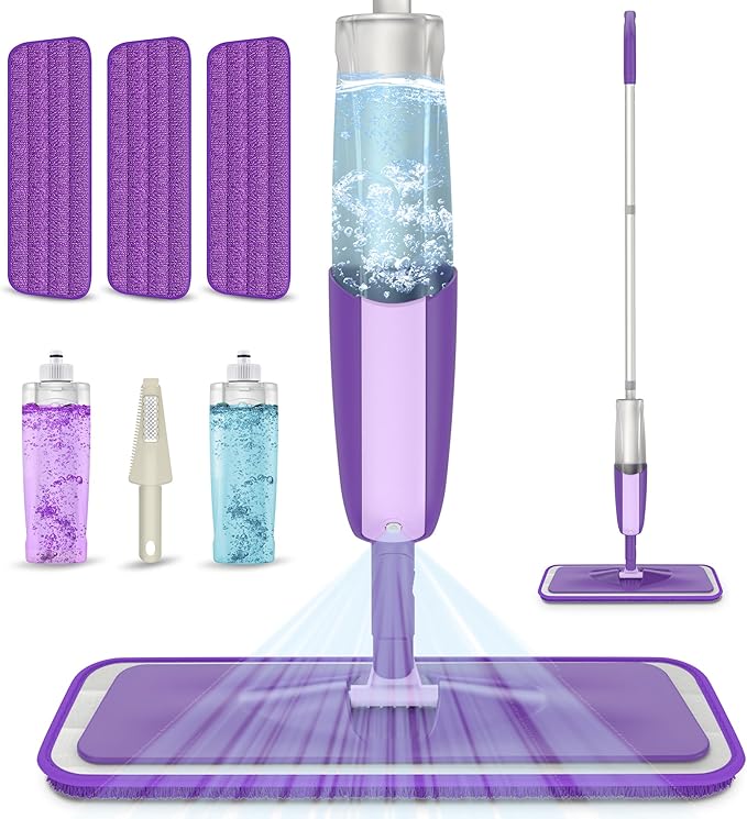 Spray Mops for Hardwood Floor Cleaning: MEXERRIS Floor Mop with 3 Washable Pads for Swiffer Powermop - Wet Mops with 2 Refillable Bottles - Home Commercial Dust Mop for Wood Laminate Ceramic Tiles