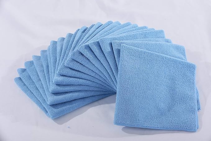DRI Professional Extra-Thick Microfiber Cleaning Cloth 12 Pack Blue (16IN x 16IN, 300GSM, Commercial Grade All-Purpose Microfiber Highly Absorbent, LINT-Free, Streak-Free Cleaning Towels)