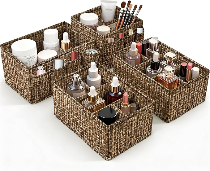 VERONLY Cosmetic Storage Bins Makeup Organizer, Adjustable Multifunction Storage Box Desk Drawer Divider for Makeup Brushes